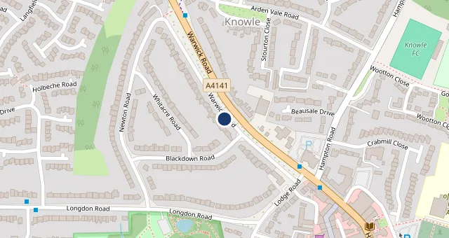 Map showing the location of Knowle Masonic Centre on Warwick Road, Knowle, Solihull